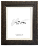 Marcello Rustic Distressed Dark Charcoal Brown with Linen Liner Wall Picture Frame - West Frames